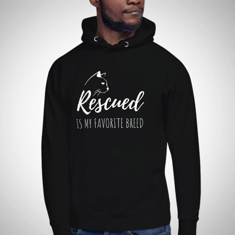 Rescued Cat Hoodie (White Print) - Super Kitty Cats - 5271451_10779