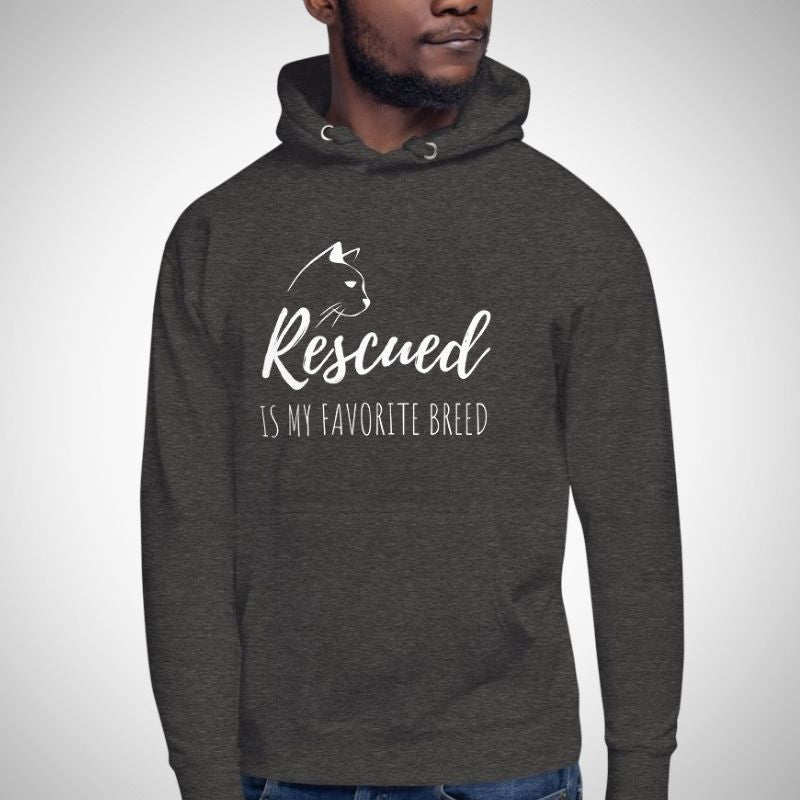 Rescued Cat Hoodie (White Print) - Super Kitty Cats - 5271451_11481