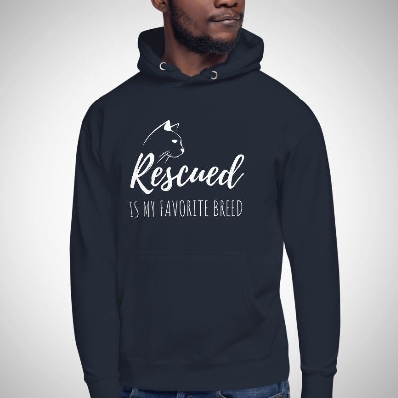 Rescued Cat Hoodie (White Print) - Super Kitty Cats - 5271451_11491