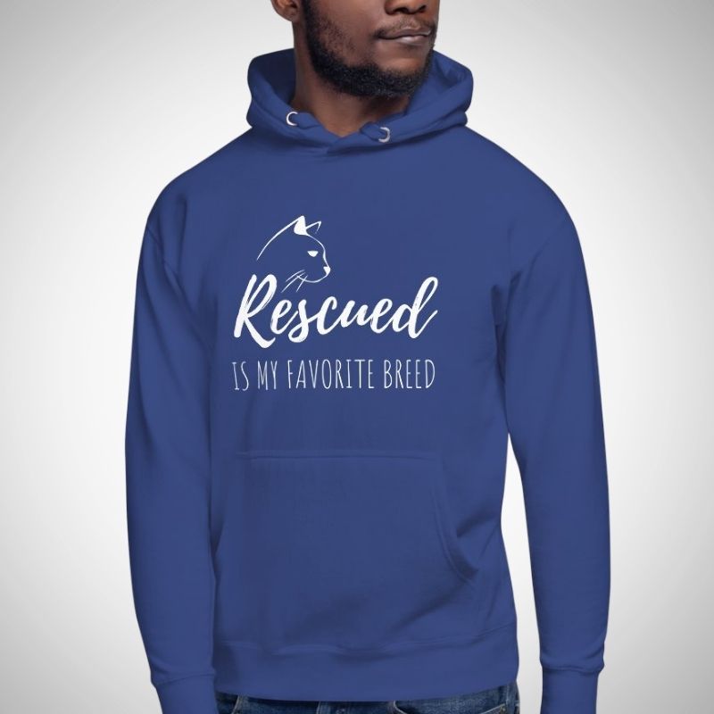 Rescued Cat Hoodie (White Print) - Super Kitty Cats - 5271451_13905