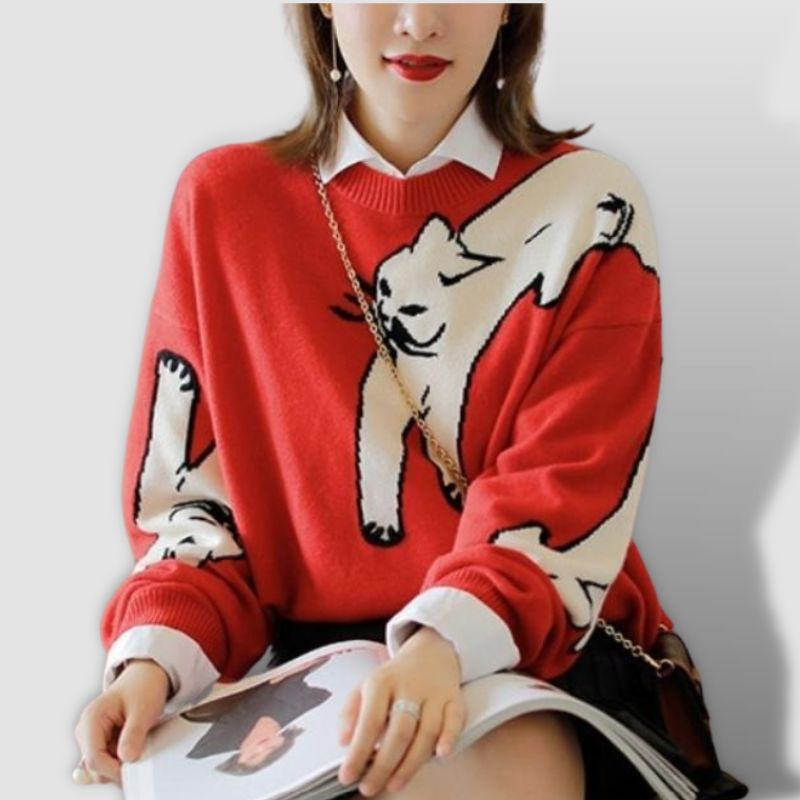 Scarlet Cat Sweater - Super Kitty Cats - 14:10;5:200003528