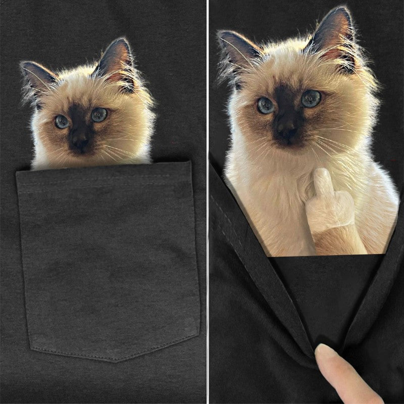 Siamese Cat Pocket T-shirt - Super Kitty Cats - Siamesecat-s