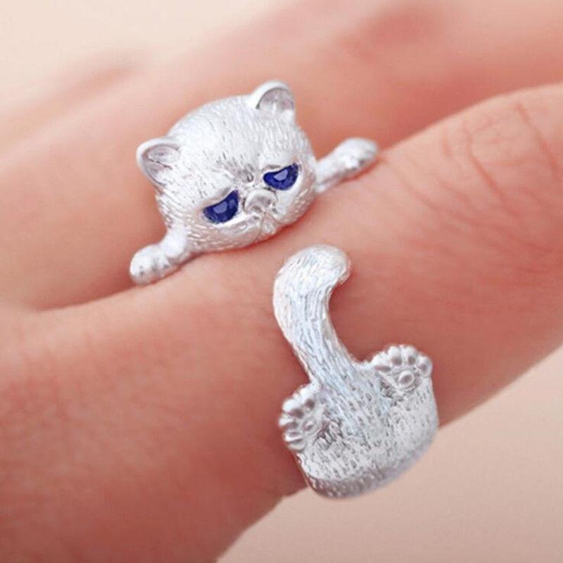 Silver Blue Eyed Cat Ring - Super Kitty Cats - 40540765-resizable