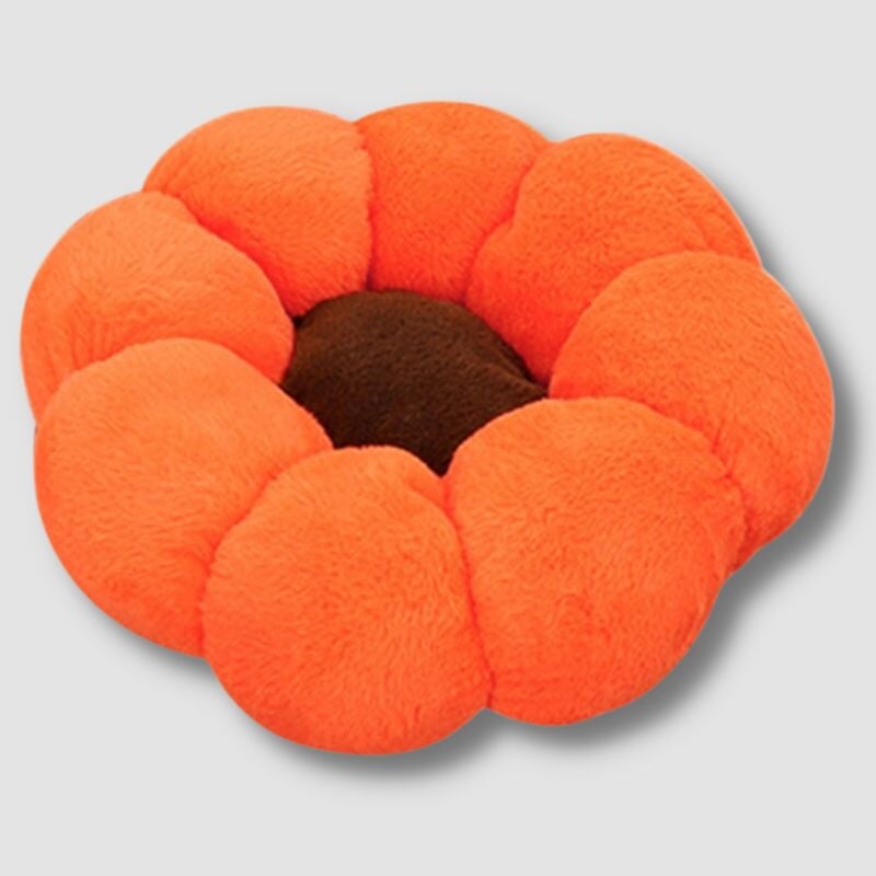 Soft Flower Cushion Cat Bed - Super Kitty Cats - 1005004709846702-L 65cm-Orange