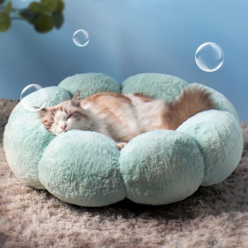 Soft Flower Cushion Cat Bed - Super Kitty Cats - 1005004709846702-S 40cm-Green