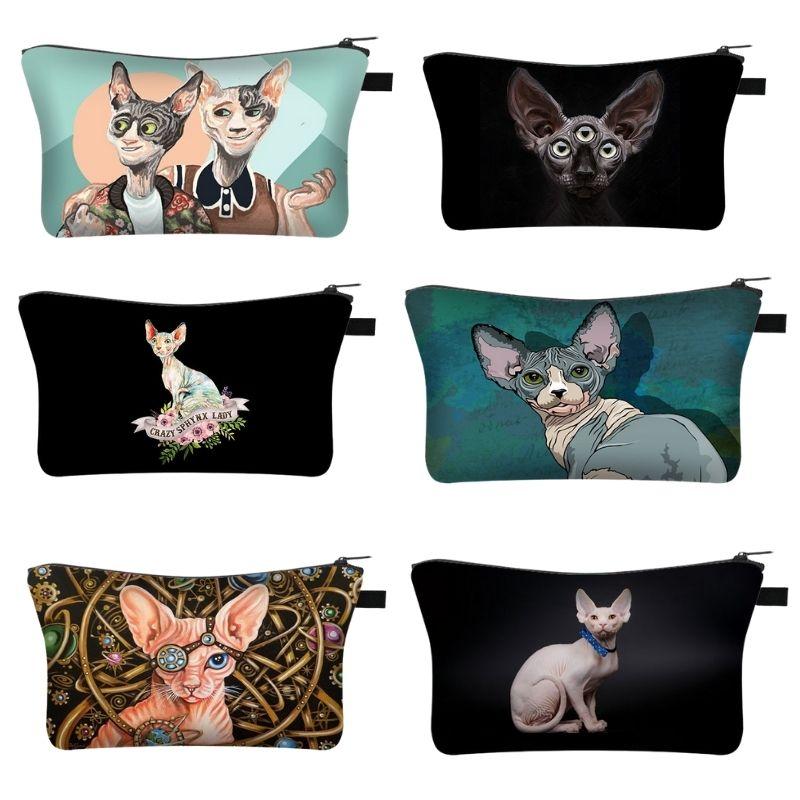 Sphynx Cat Cosmetic Bag - Super Kitty Cats - 46235024-shzbwumaom16