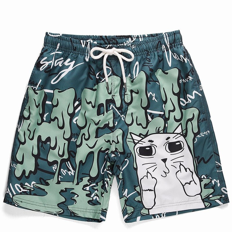 Stay Cool Cat Swim Trunk - Super Kitty Cats - 1005004235474559-Green-M