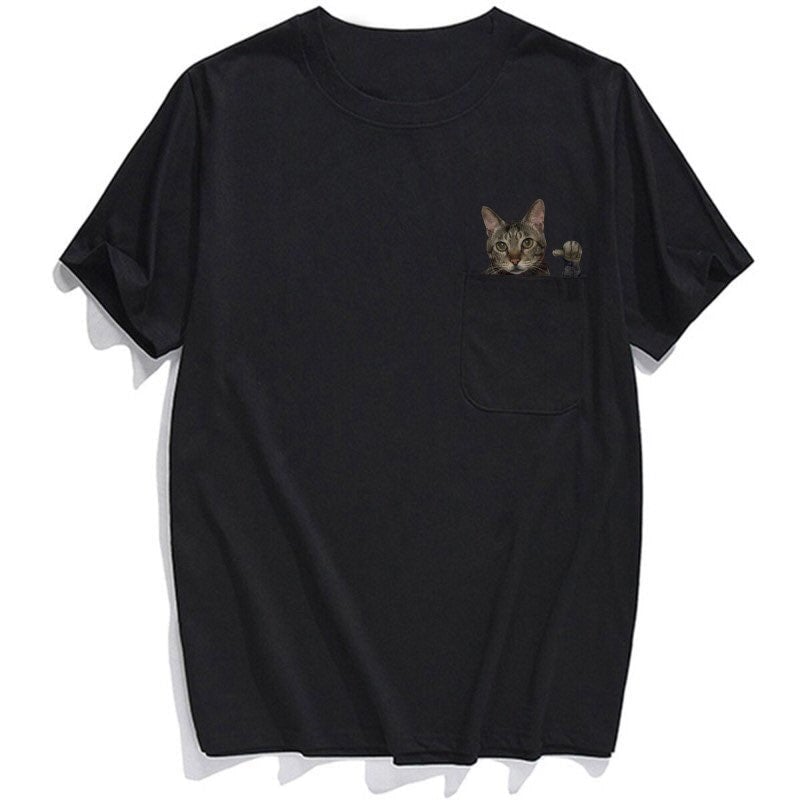 Striped Tabby Egg Tart Pocket T-Shirt - Super Kitty Cats - Stripedtabby-s