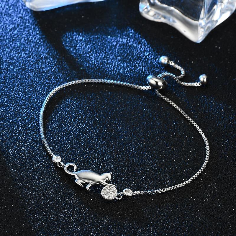 Stunning Cat and Ball Charm Bracelet - Super Kitty Cats - 26855943-silver