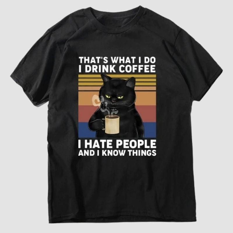 The Cat-titude Coffee T-shirt - Super Kitty Cats - 44476319-black-s