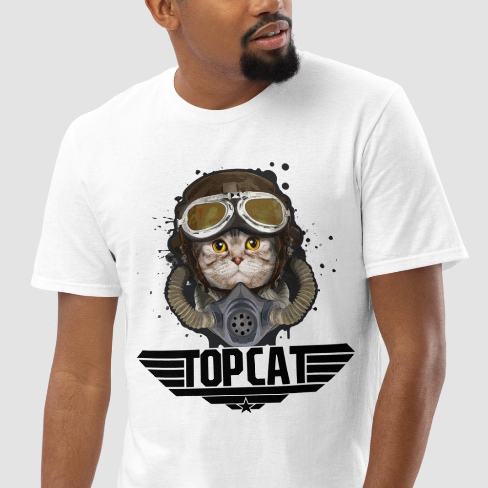 Top Cat Cartoon White T-shirt - Super Kitty Cats - 8045470_4011