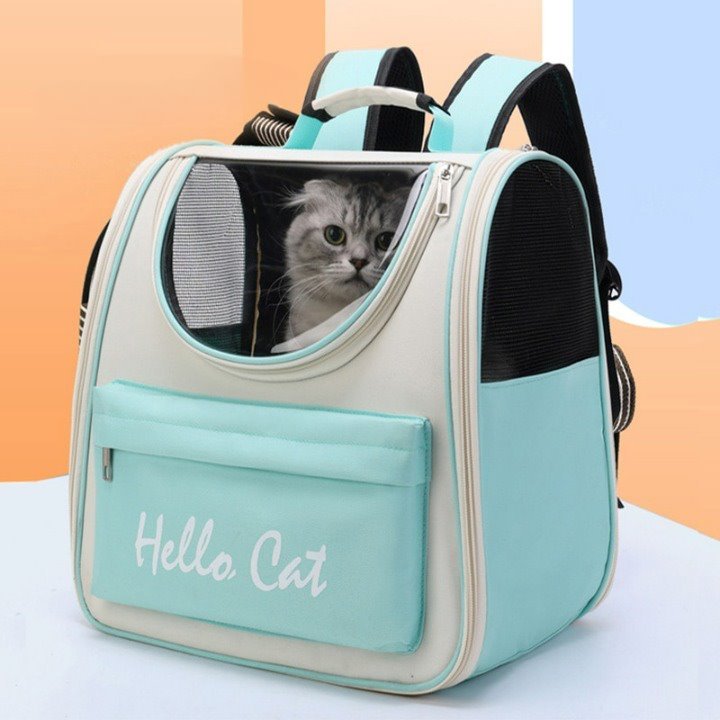 Travel Cat Backpack Carrier - Super Kitty Cats - 3256804135718718-Light Green