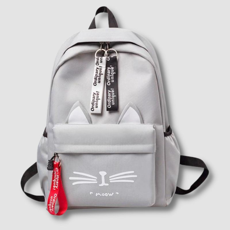 Trendy Cartoon Cat Backpack - Super Kitty Cats - 10000001345366826-Gray-China
