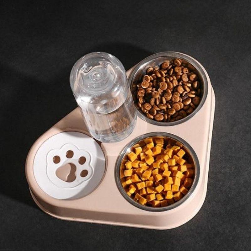 Triangular Water & Food Station - Super Kitty Cats - 44342713-pink-small