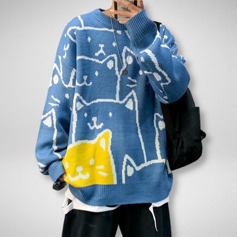 Unique One Cat Sweater - Super Kitty Cats - 12000024095189452-China-color 1-M