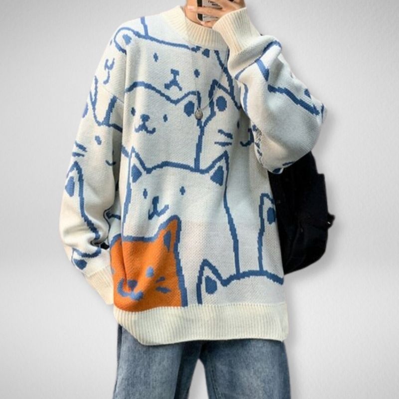 Unique One Cat Sweater - Super Kitty Cats - 12000024095189456-China-color 2-M