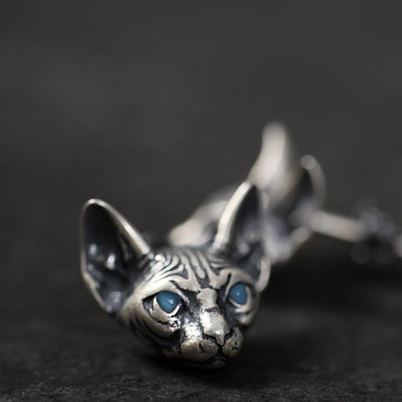 Vintage Sphynx Cat Earrings - Super Kitty Cats - 49638708-a