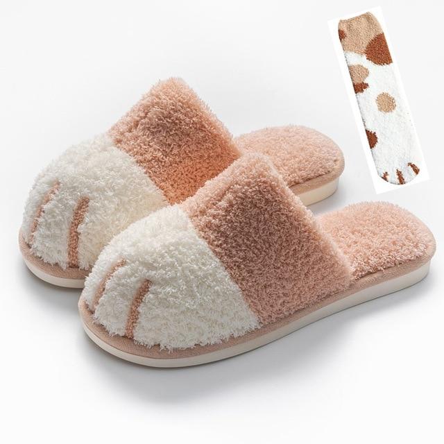 Walk Like A Cat Bedroom Slippers - Super Kitty Cats - 40441696-pink-with-sock-36