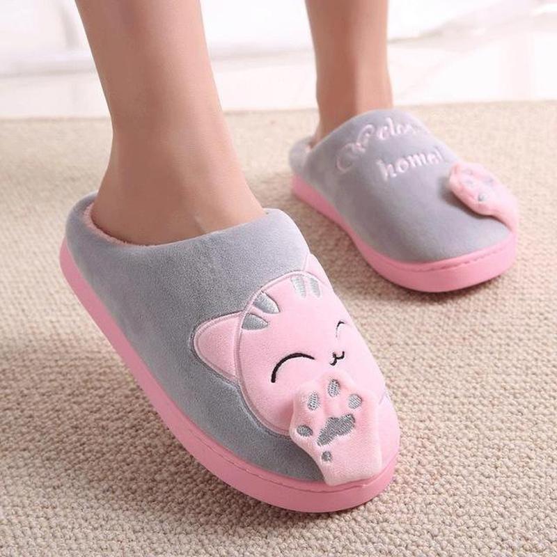 Welcome Home Cat Women's Slippers - Super Kitty Cats - 14:100018786#gray;200000124:200000284#36-37