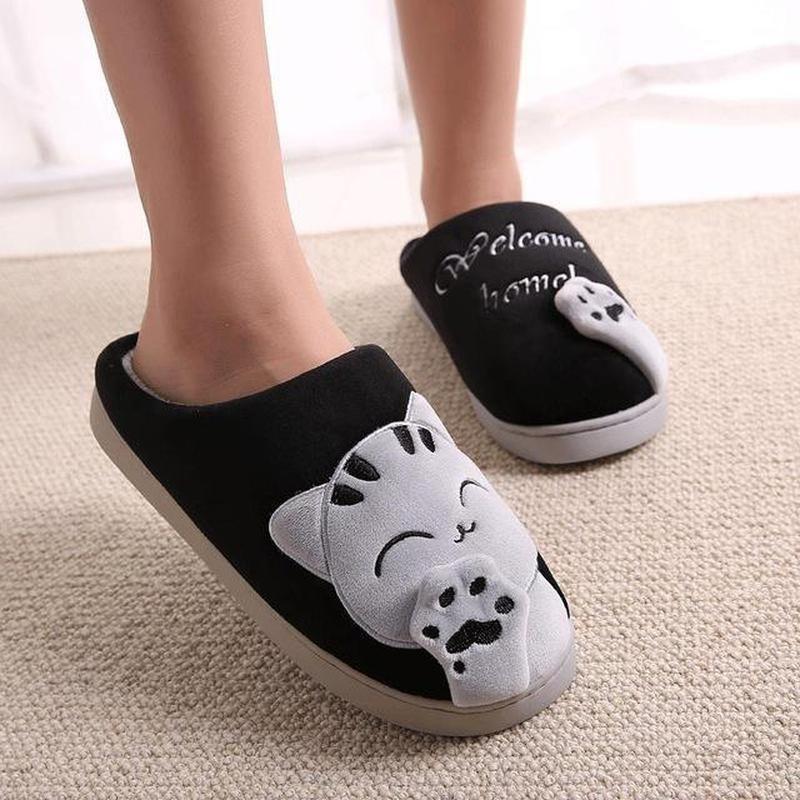 Welcome Home Cat Women's Slippers - Super Kitty Cats - 14:193#black;200000124:200000284#36-37