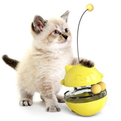 Wobble Treat Dispensing Cat Toy - Super Kitty Cats - 48335372-yellow-10x10x13-5cm