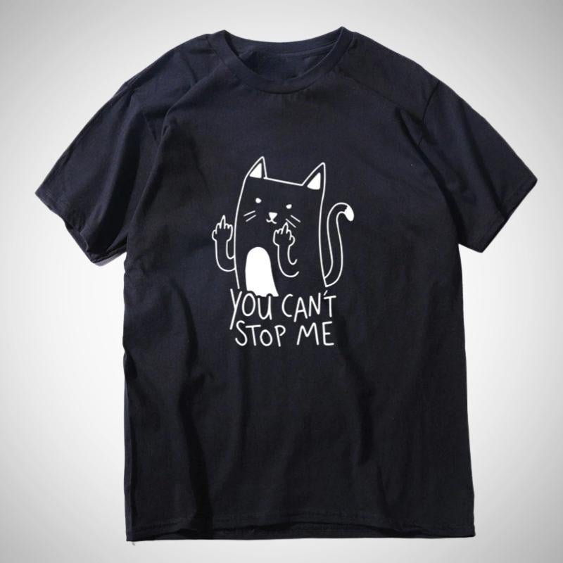 You Can't Stop Me Cat T-shirt - Super Kitty Cats - 35318712-ca0246s2-blk-l